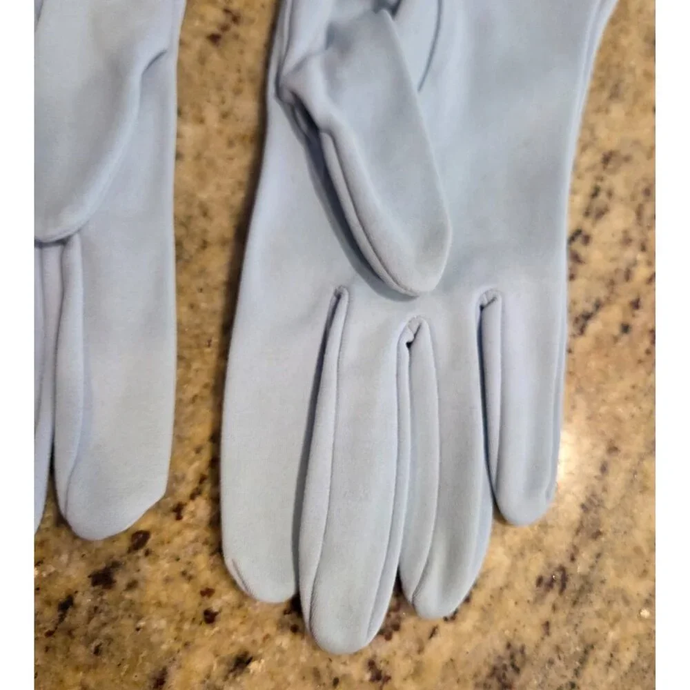 Vintage Womens Size L/XL Light Blue Nylon Formal Gloves Bridgerton